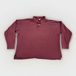 Vintage LL Bean Mens Henley Shirt XXL Maroon/Red Long Sleeve 100% Cotton‎